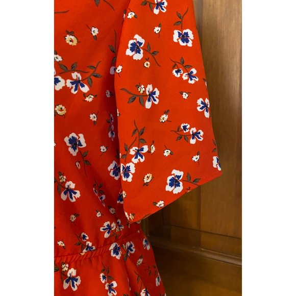 Socialite Peplum Top Women‎ XS Red Floral Elastic Waist Date Night Fall Festival - Picture 8 of 16